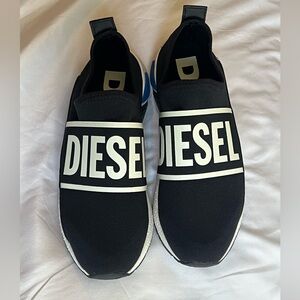 Diesel Black and White Men's Slip-On Sneakers